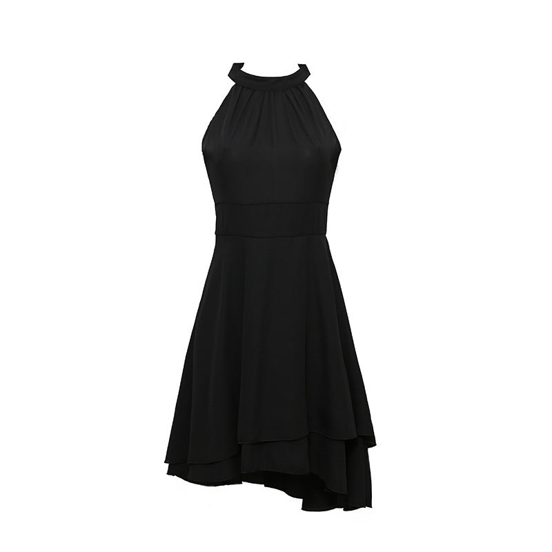 Elegant Summer Halter Midi Dress | Sleeveless - High Waist - Layered Chiffon Design
