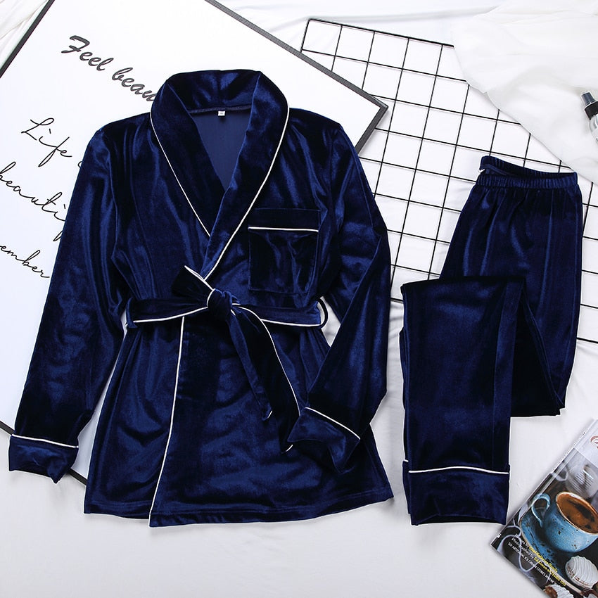 Warme Dames Pyjama Set met Lange Mouwen | Fluweelzacht en Stijlvol