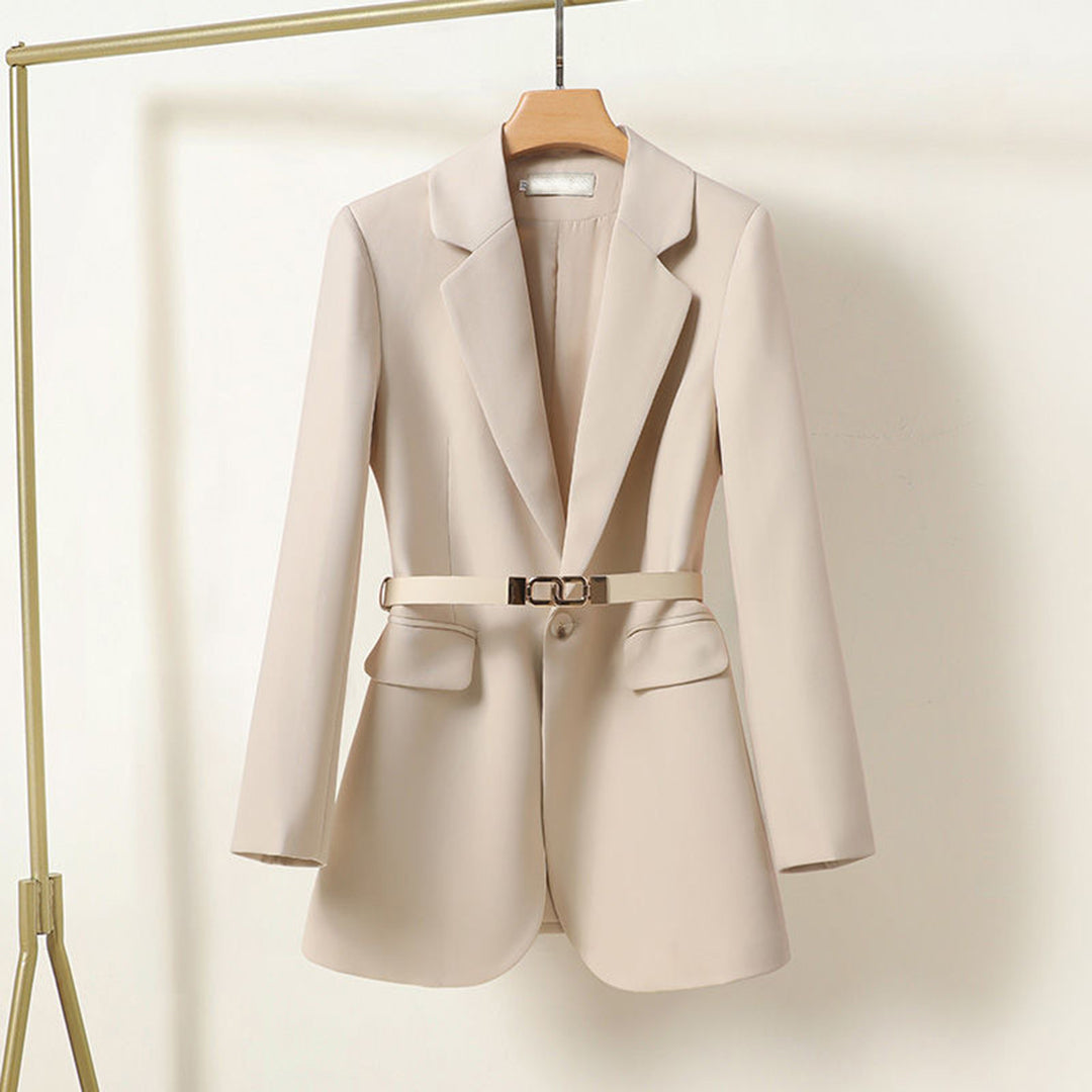 Women's Long Blazer with Belt | Elegant Blazer Coat for Business and Casual