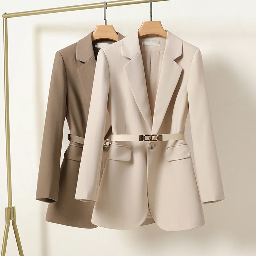 Women's Long Blazer with Belt | Elegant Blazer Coat for Business and Casual