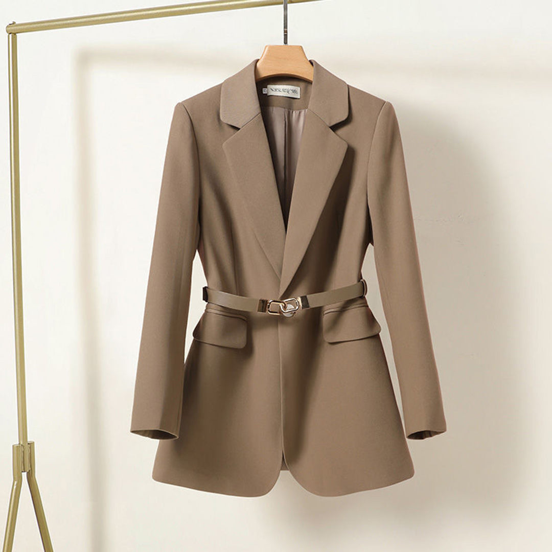 Women's Long Blazer with Belt | Elegant Blazer Coat for Business and Casual