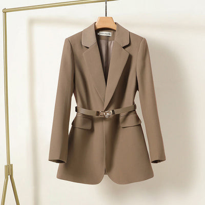 Women's Long Blazer with Belt | Elegant Blazer Coat for Business and Casual