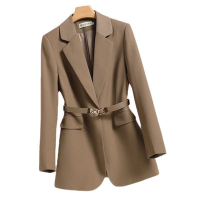 Women's Long Blazer with Belt | Elegant Blazer Coat for Business and Casual