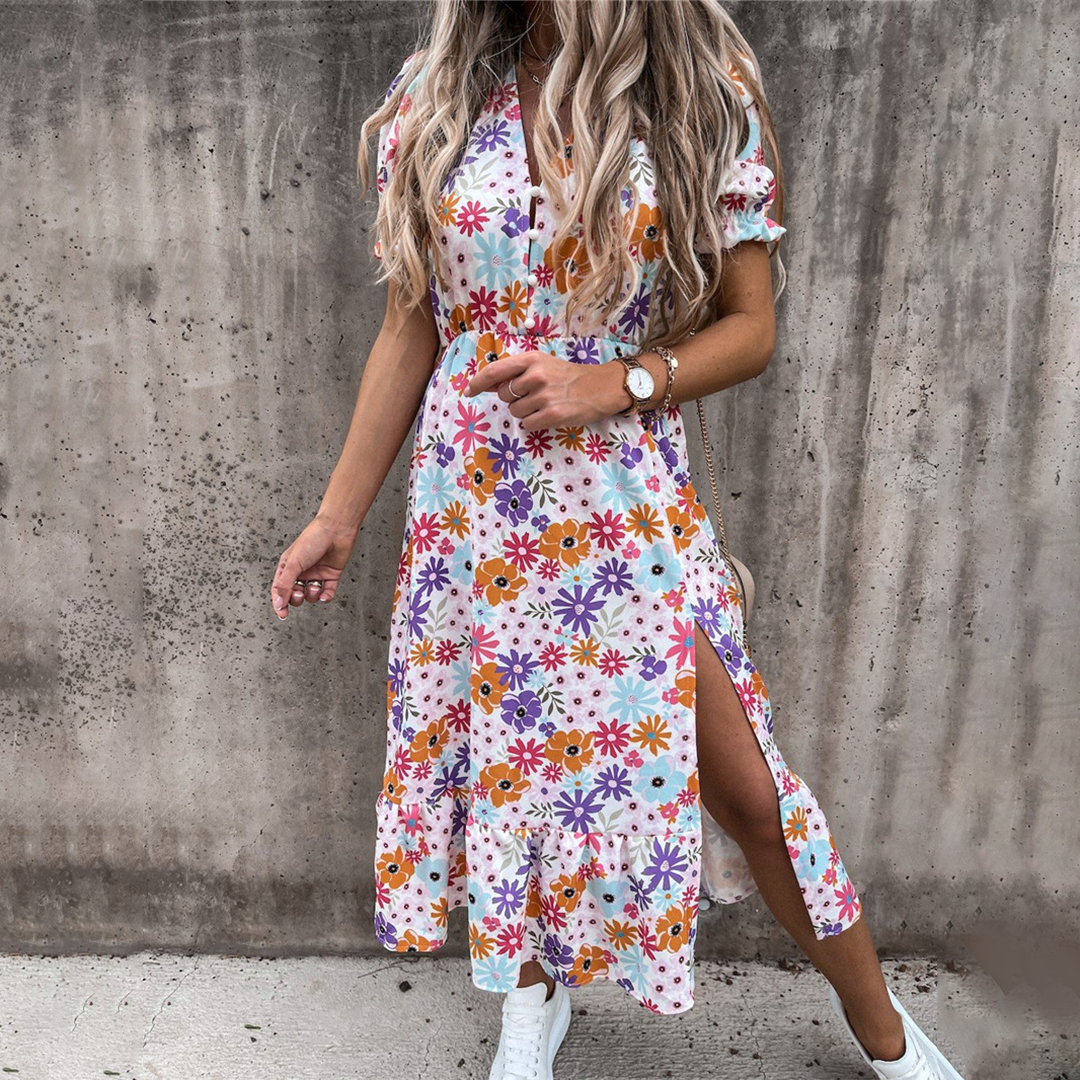 DARIA – Robe décontractée fendue pour femme