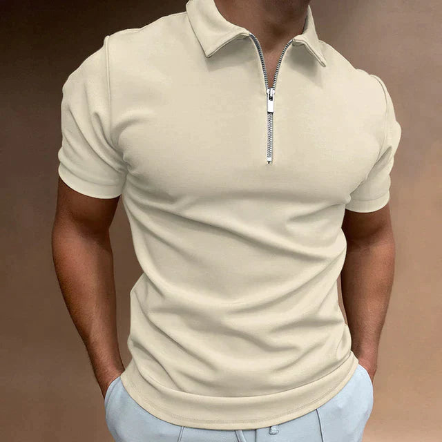 Mason Heren Zomerpolo met Rits – Casual Poloshirt met Korte Mouwen