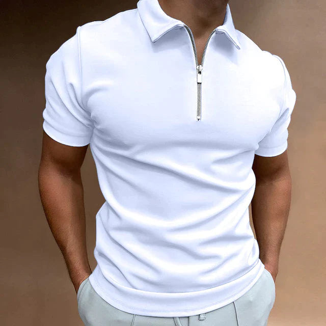 Mason Heren Zomerpolo met Rits – Casual Poloshirt met Korte Mouwen