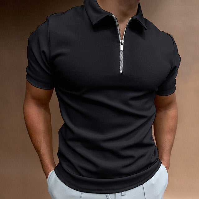 Mason Heren Zomerpolo met Rits – Casual Poloshirt met Korte Mouwen