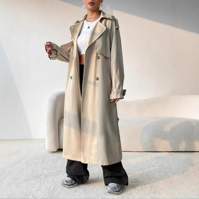Stijlvolle Lange Trenchcoat voor Dames – Tijdloos, Elegant en Comfortabel