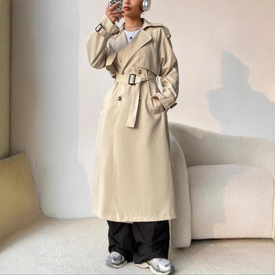 Stijlvolle Lange Trenchcoat voor Dames – Tijdloos, Elegant en Comfortabel