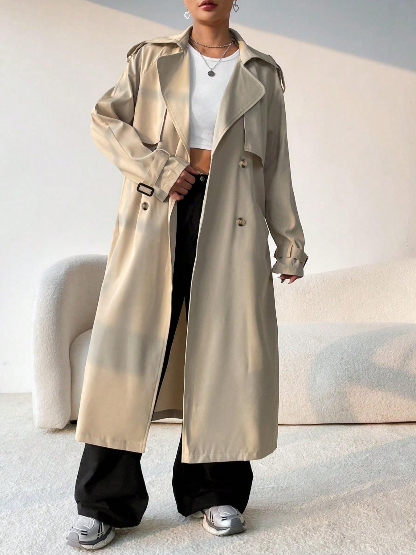 Stijlvolle Lange Trenchcoat voor Dames – Tijdloos, Elegant en Comfortabel