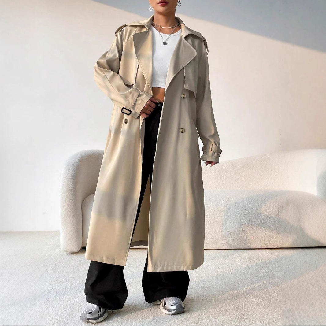 Stijlvolle Lange Trenchcoat voor Dames – Tijdloos, Elegant en Comfortabel