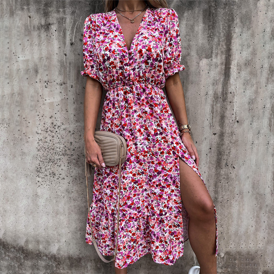 DARIA – Robe décontractée fendue pour femme