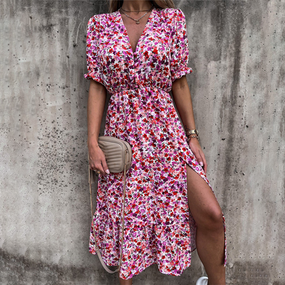 DARIA – Robe décontractée fendue pour femme