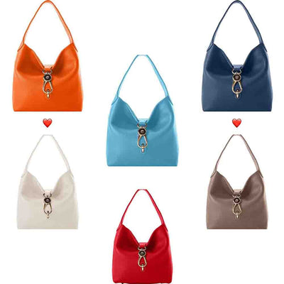 Opulence Tote – Luxury Leather Women's Shoulder Bag with Gold Plated Clasp