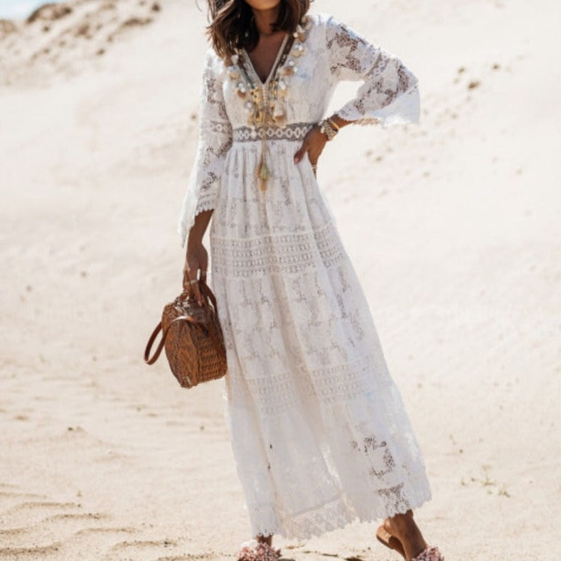 Boheemse Vakantiejurk voor Dames – Casual Mode Jurk met Kant