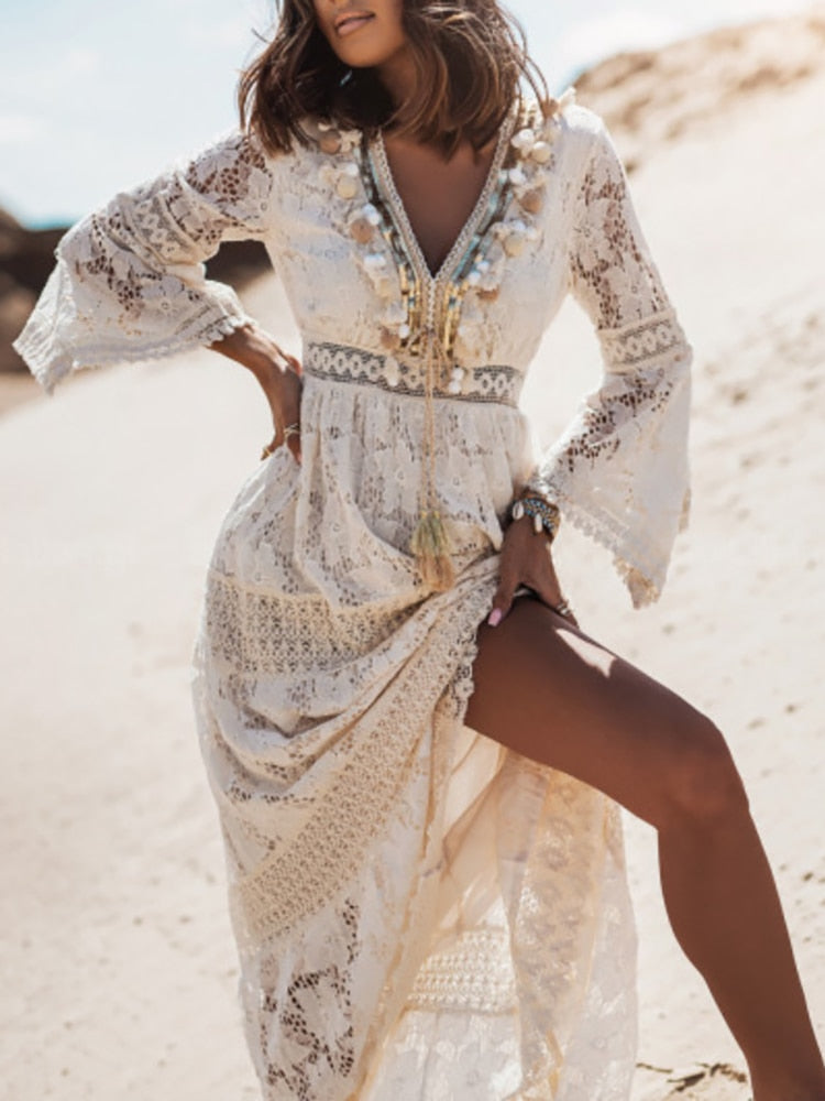 Boheemse Vakantiejurk voor Dames – Casual Mode Jurk met Kant
