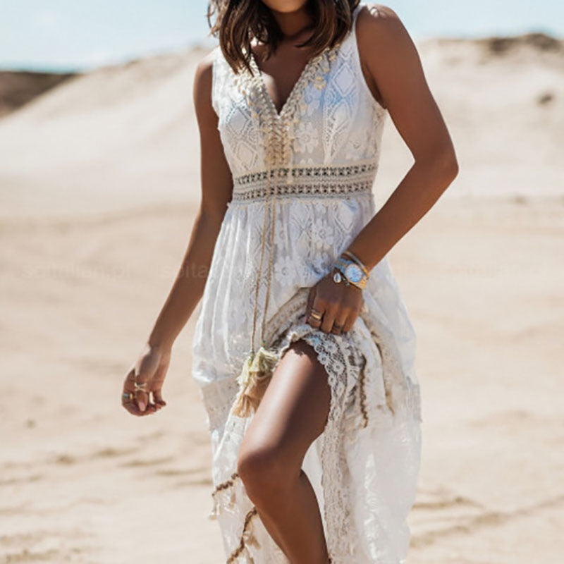 Boheemse Vakantiejurk voor Dames – Casual Mode Jurk met Kant