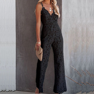 Stijlvolle Mouwloze Dames Jumpsuit met Kantdetails