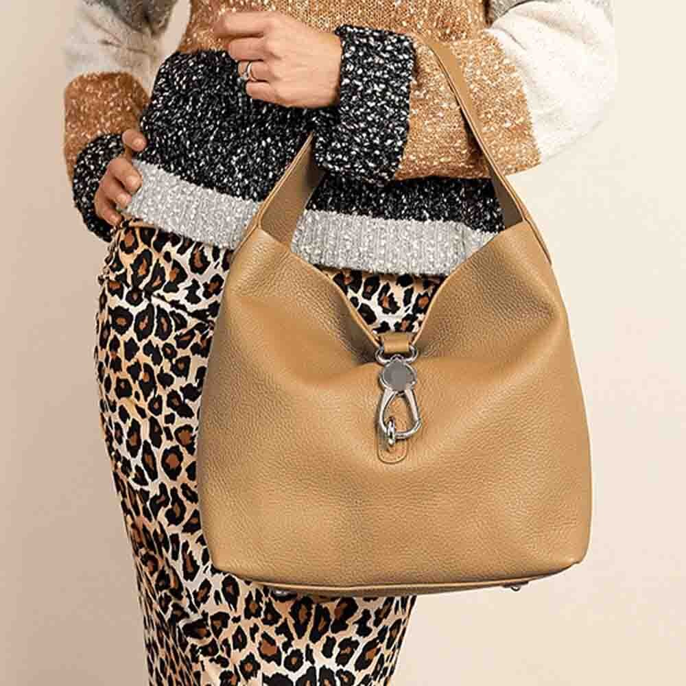 Opulence Tote – Luxury Leather Women's Shoulder Bag with Gold Plated Clasp