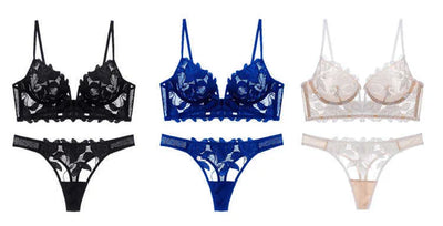Sexy Franse Kant Lingerie Set – Push-Up BH met Diep V-decolleté voor Dames