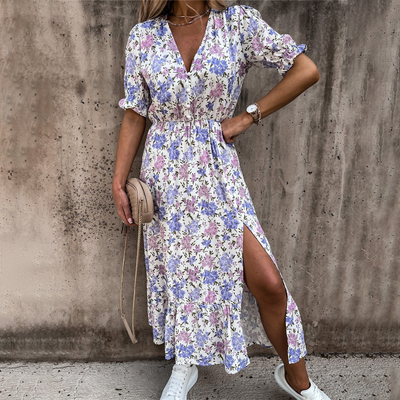 DARIA – Robe décontractée fendue pour femme