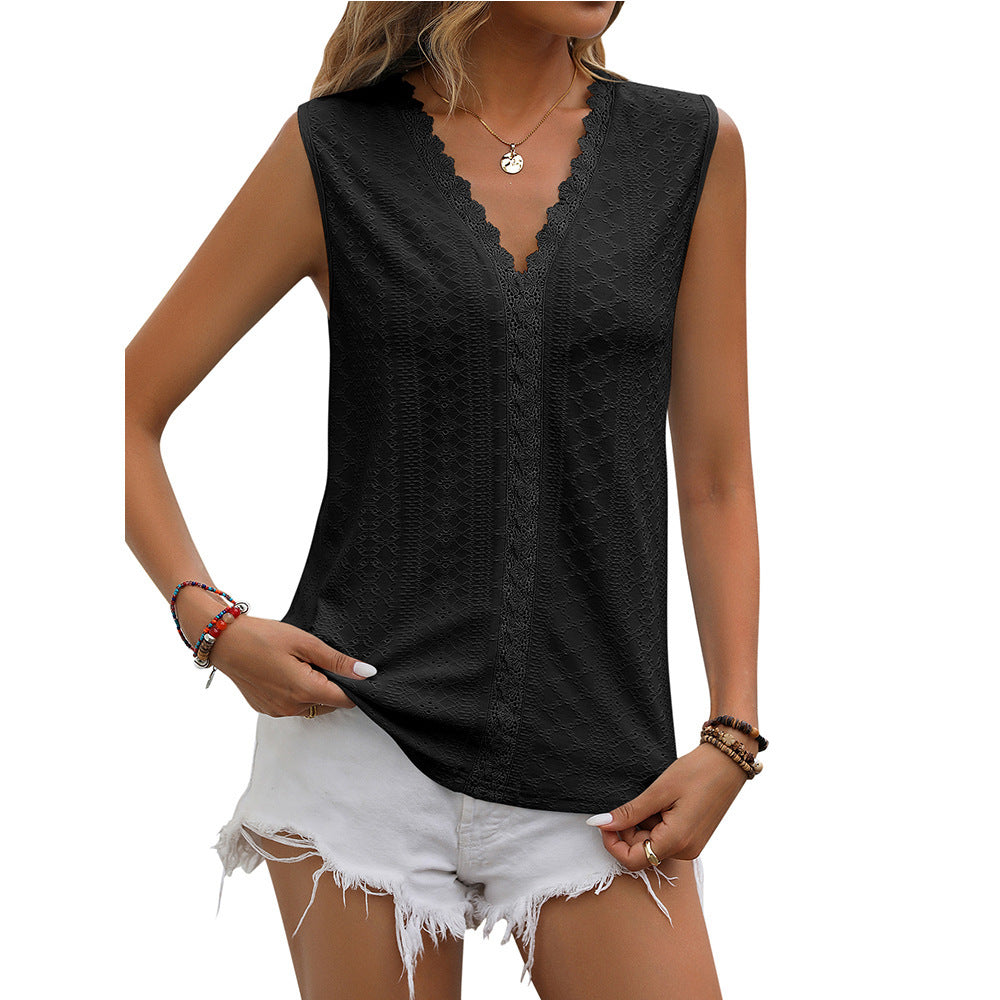 Women V-Neck Sleeveless Vest – Summer Tank Top