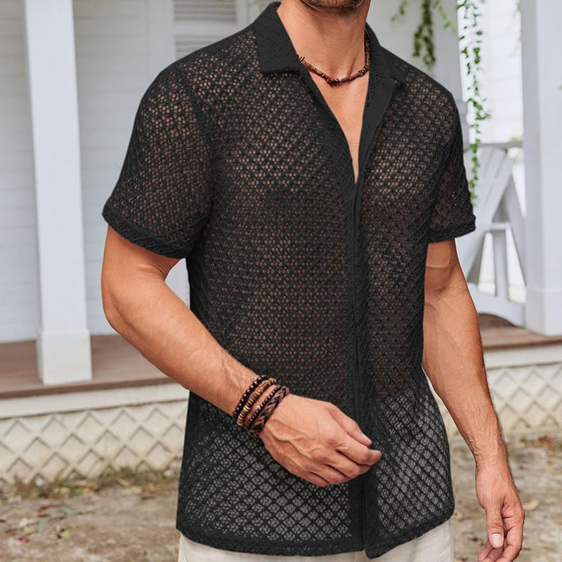 Zomer Mesh Korte Mouw Shirt voor Heren – Ademend en Lichtgewicht