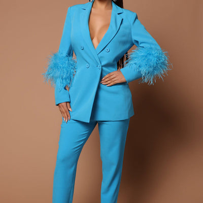 ELARA | Luxury Blazer Set with Feathers – Elegant and Stylish