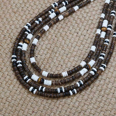 Men's Tribal Ethnic Coconut Shell Necklace - Natural and Authentic Style
