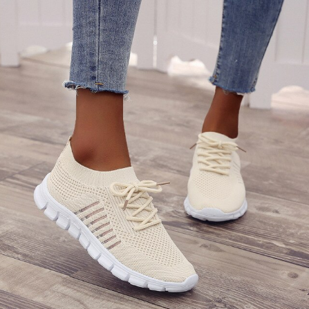 Dames Zomer Sneakers – Comfortabele Platte Wandelschoenen met Schokdemping