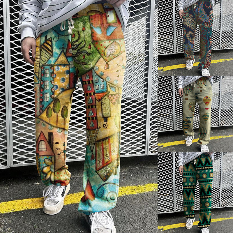 Men's Summer Print Loose Trousers - Comfortable Summer Chino