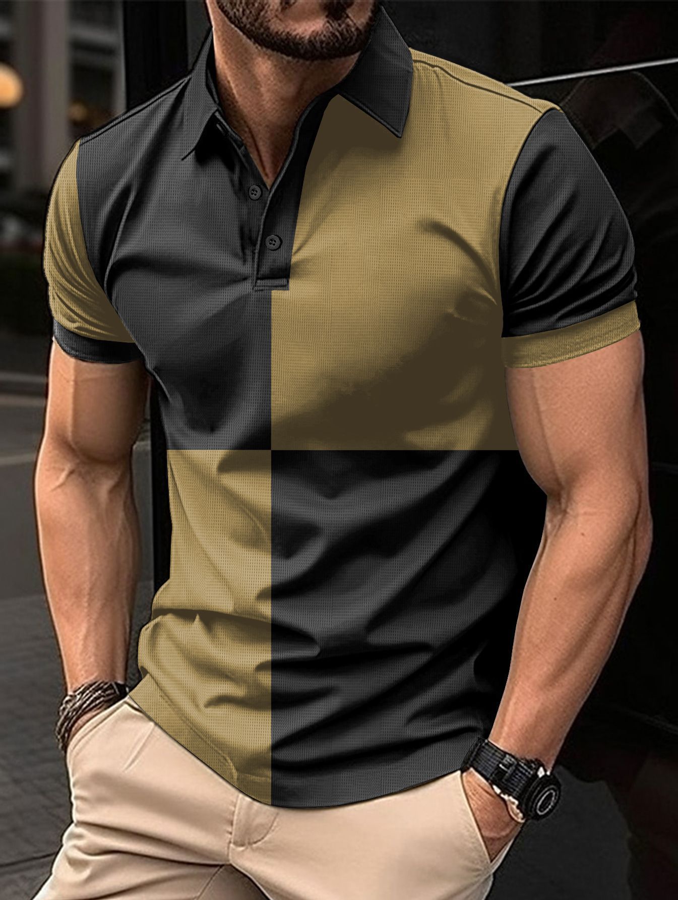 Heren Polo Shirt met Stiksels en Omslagkraag – Stijlvol en Comfortabel