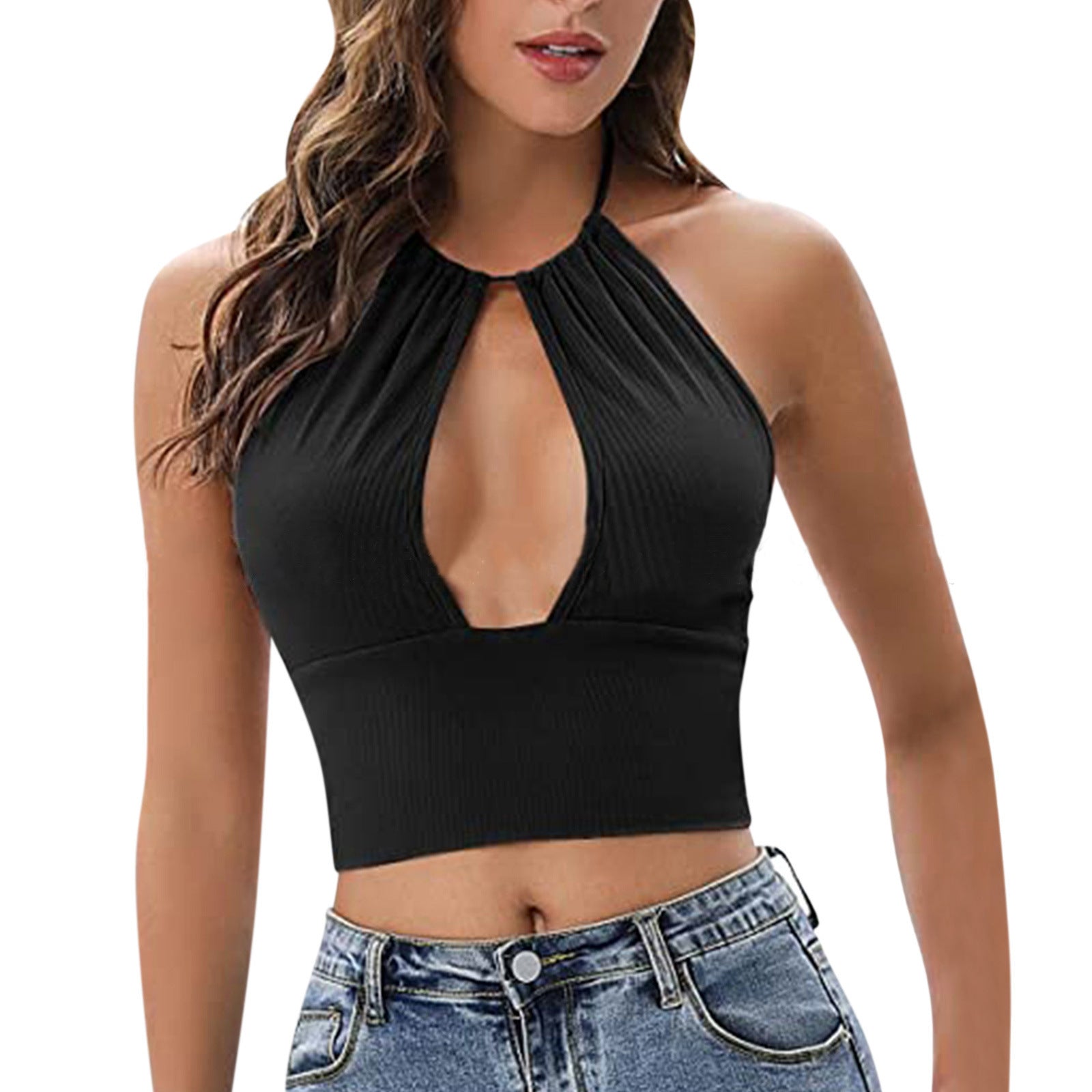 Dames Zomer Camisole Haltertop – Sexy Hollow Out Top