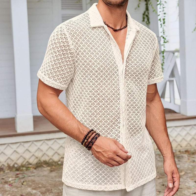 Zomer Mesh Korte Mouw Shirt voor Heren – Ademend en Lichtgewicht