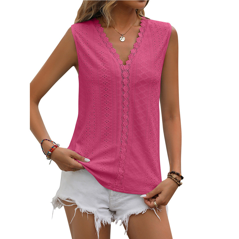 Women V-Neck Sleeveless Vest – Summer Tank Top