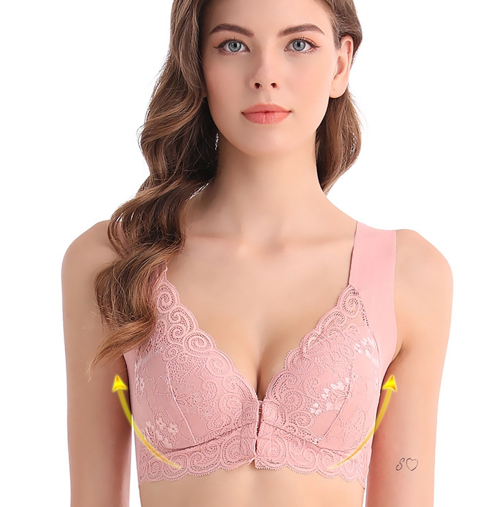 Soutien-gorge push-up pour femme - Détails en dentelle - Coupe confortable avec boucle invisible