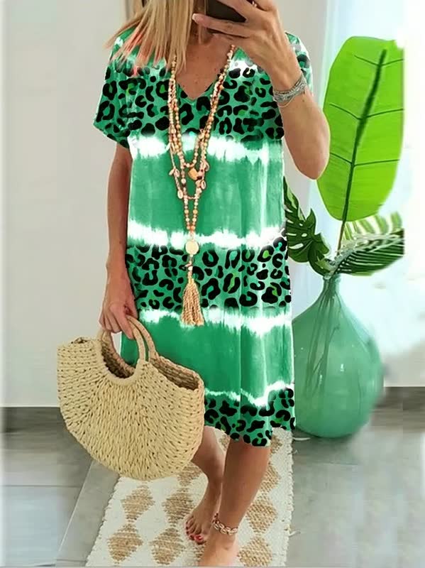 LEONA – Luchtige V-Hals Zomerjurk | Comfort Meets Wild Elegance