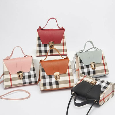 Checked Leather Handbag for Women | Large Crossbody Bag from the Essential Collection