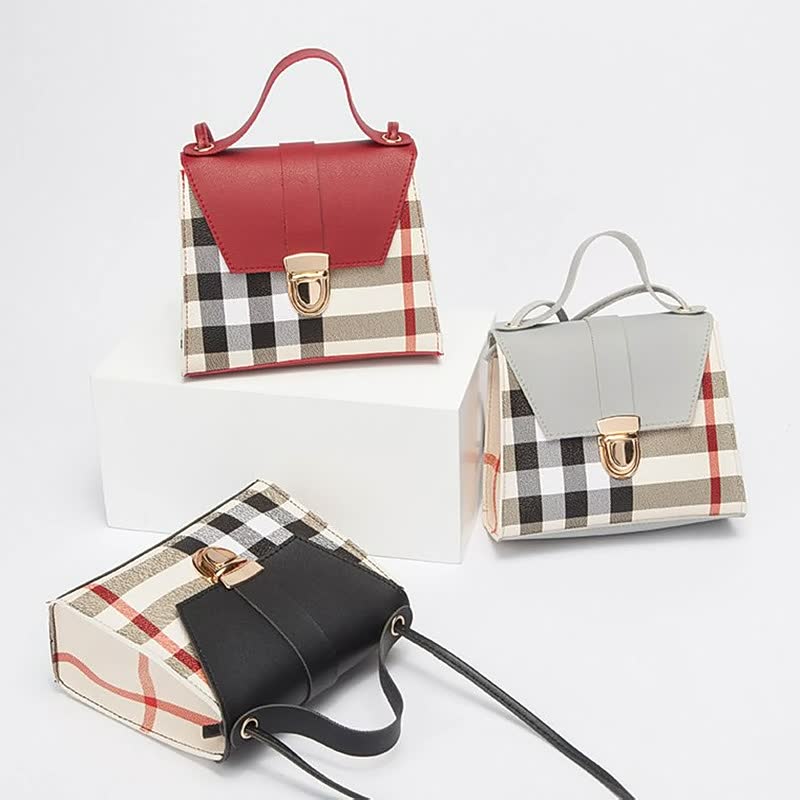 Checked Leather Handbag for Women | Large Crossbody Bag from the Essential Collection