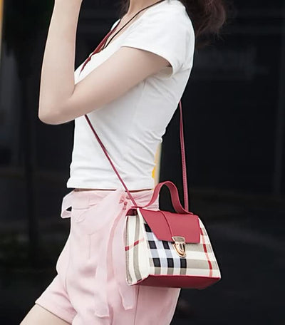 Checked Leather Handbag for Women | Large Crossbody Bag from the Essential Collection